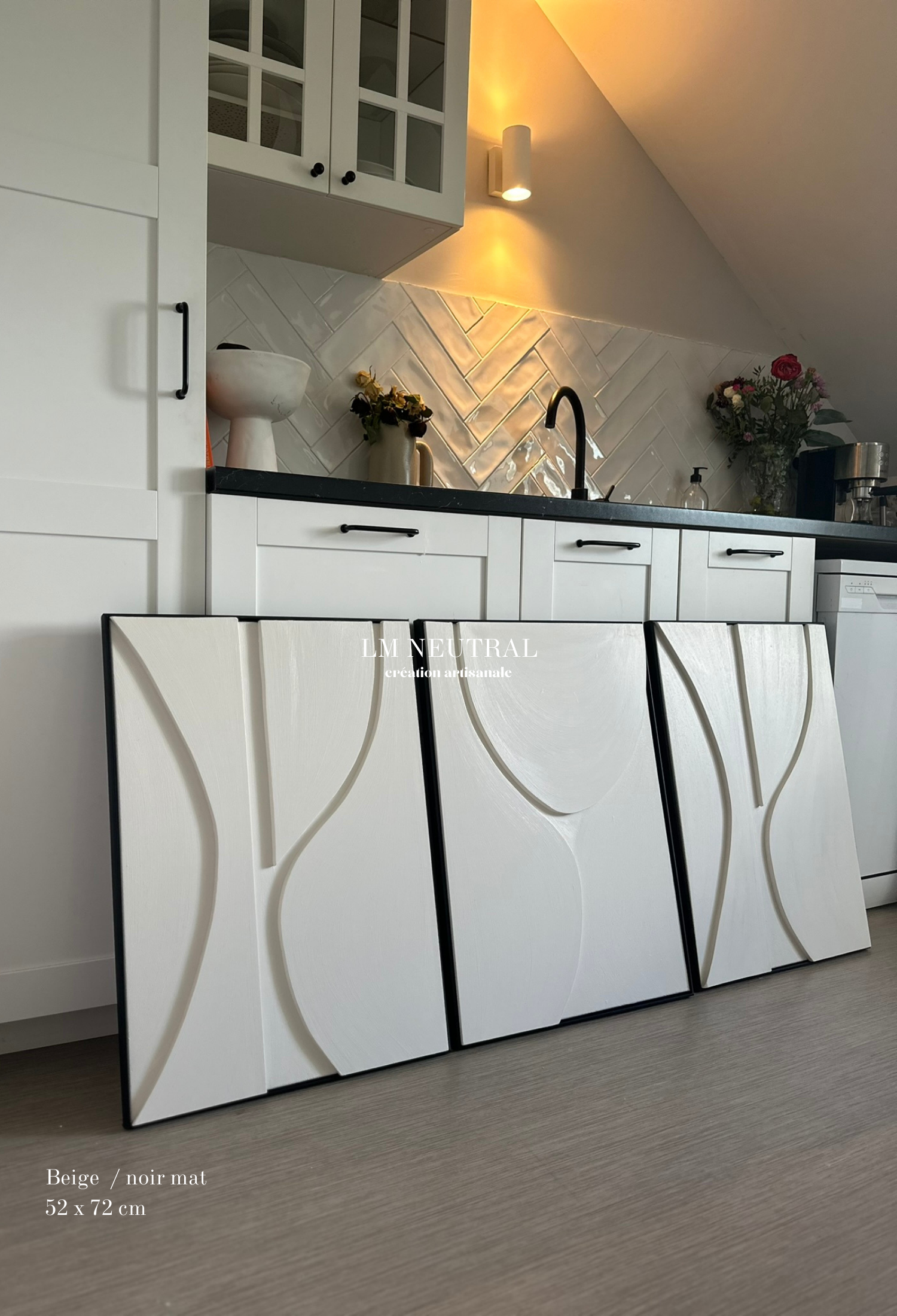 TRIO Modèles Olso - Tableaux en relief 3D - Lot de 3