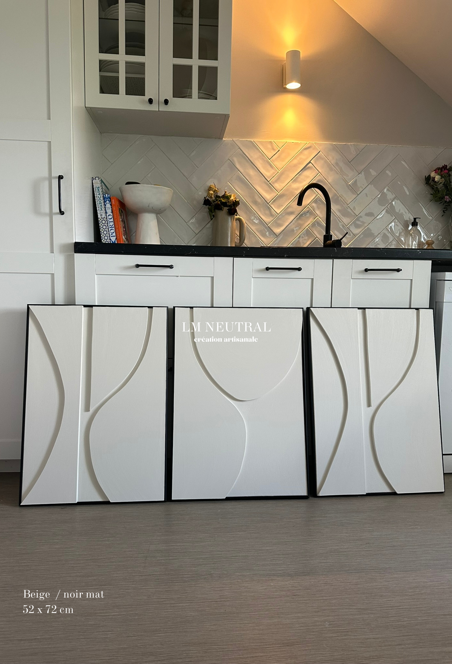 TRIO Modèles Olso - Tableaux en relief 3D - Lot de 3